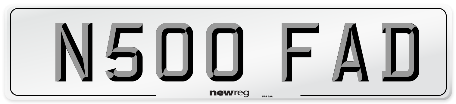 N500 FAD Number Plate from New Reg